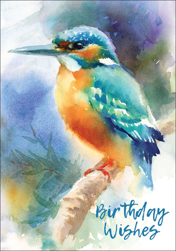 Happy Birthday - Kingfisher Std Card Textured (6 Pack)Happy Birthday - Kingfisher Std Card Textured (6 Pack)