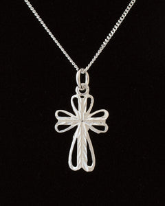 Fine Engraved Silver Cross NecklaceFine Engraved Silver Cross Necklace
