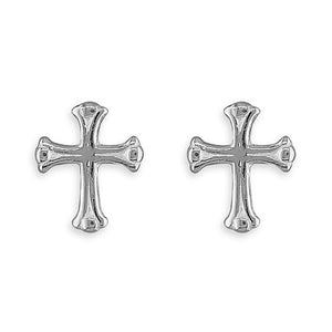 Sterling Silver Small Gothic Cross Stud Earrings (H1617)  Sterling Silver Small Gothic Cross Stud Earrings (H1617)  