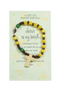 Wooden Hand Painted Rosary Wristband - Yellow (Ref: 1001)Wooden Hand Painted Rosary Wristband - Yellow (Ref: 1001)