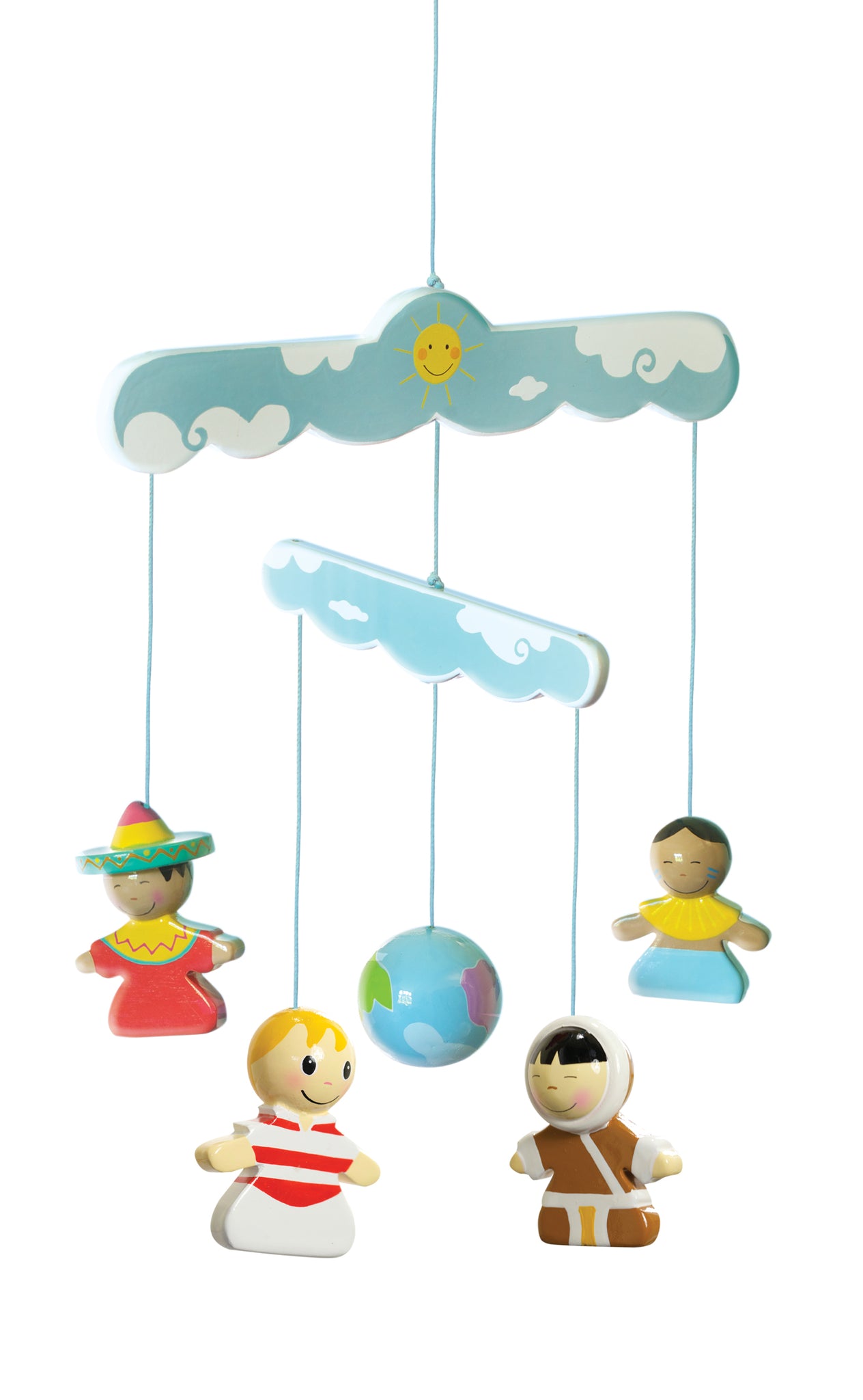 Hand-Painted 3D Wooden Mobile: Children Of The World (Blue) (Ref: 195)Hand-Painted 3D Wooden Mobile: Children Of The World (Blue) (Ref: 195)