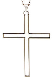 4" Stainless Steel Pectoral Latin Cross (J-24)  - On 30" Silver Chain4" Stainless Steel Pectoral Latin Cross (J-24)  - On 30" Silver Chain