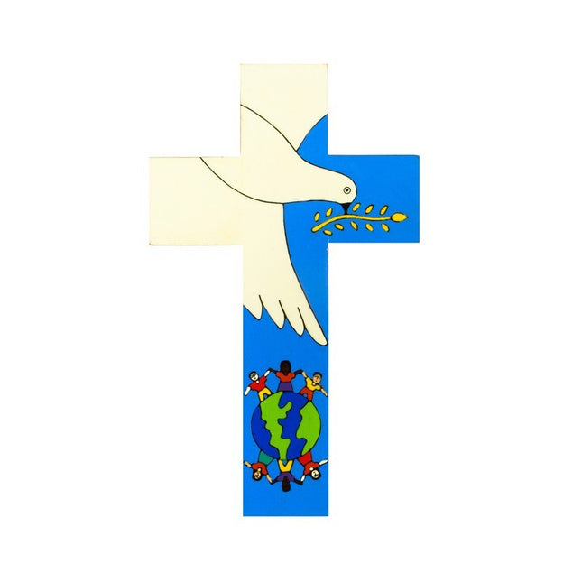 10cm Dove of Peace Wooden Cross [72/30]