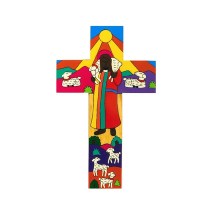 10cm Modern Good Shepherd Wooden Cross [5/30]