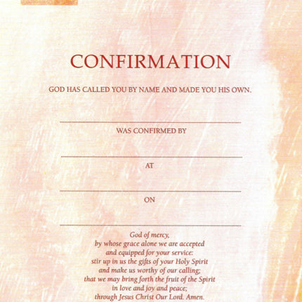 Confirmation Certificate -  Rainbow - Peach