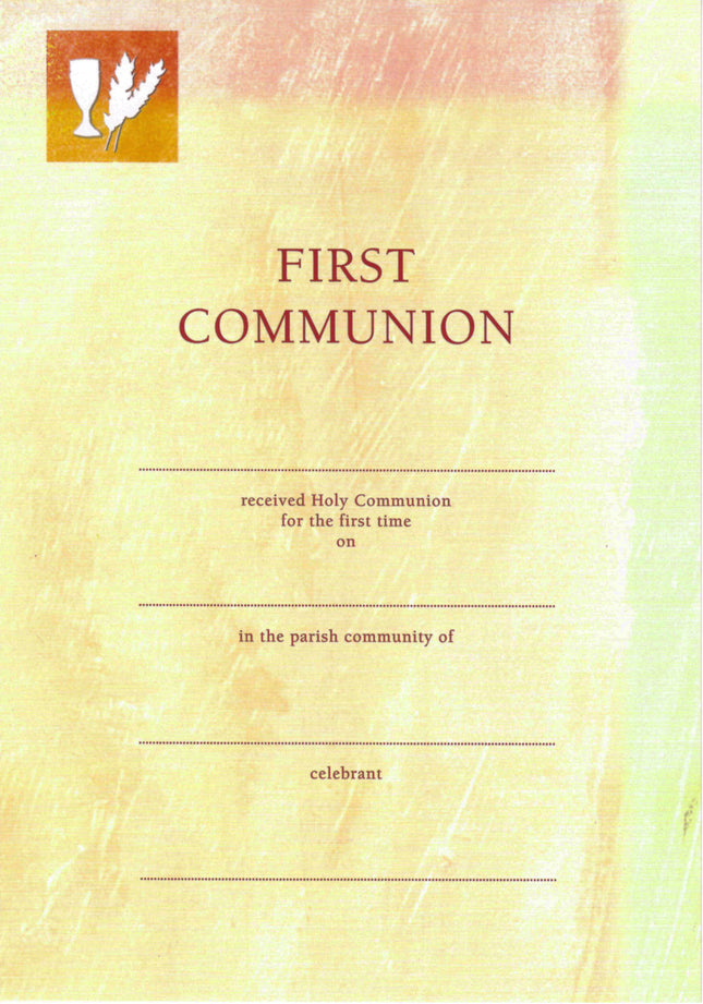 First Communion Certificate - Wheat & Wine