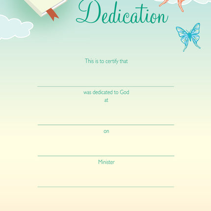 Dedication Certificate - Bible & Butterflies
