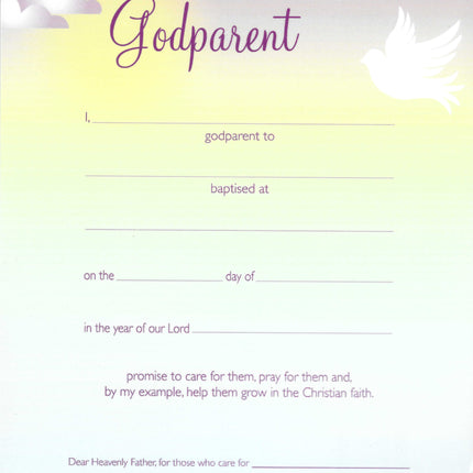 Godparent Certificate - Doves