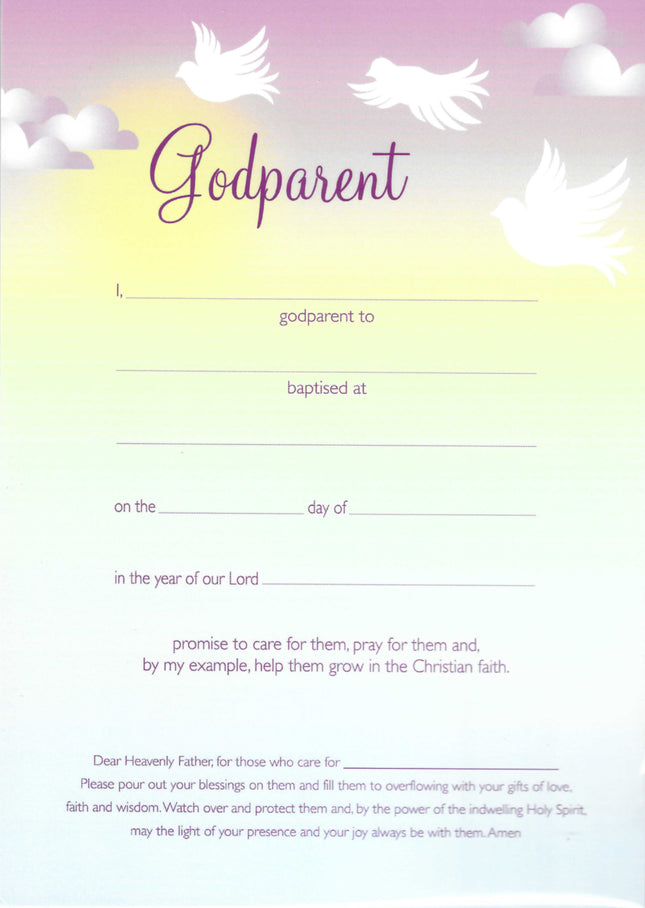 Godparent Certificate - Doves