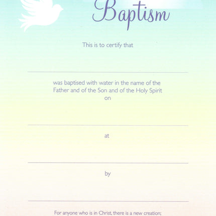 Baptism Certificate - Dove over Waves