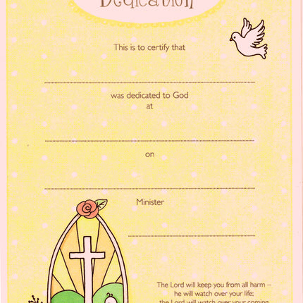 Dedication Certificate - Dove & Window