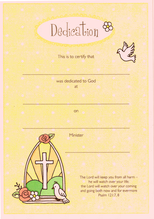 Dedication Certificate - Dove & Window