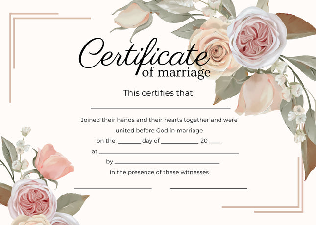 Marriage Certificate - Roses