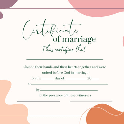 Marriage Certificate - Minimal Colours