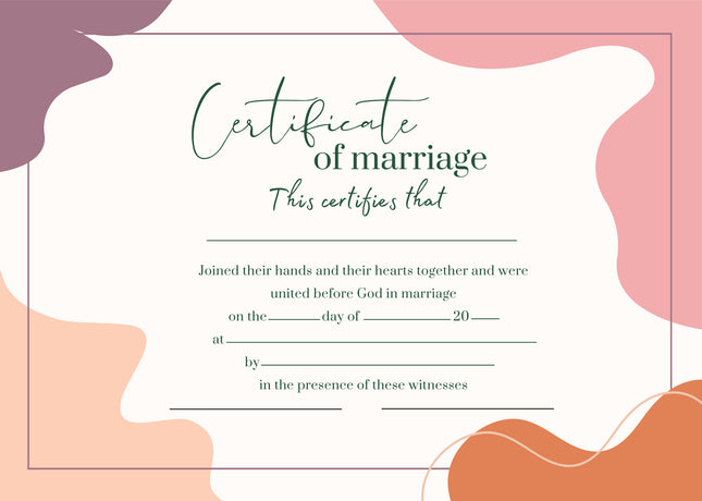 Marriage Certificate - Minimal Colours