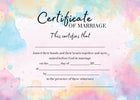 Marriage Certificate - Watercolour Rainbow