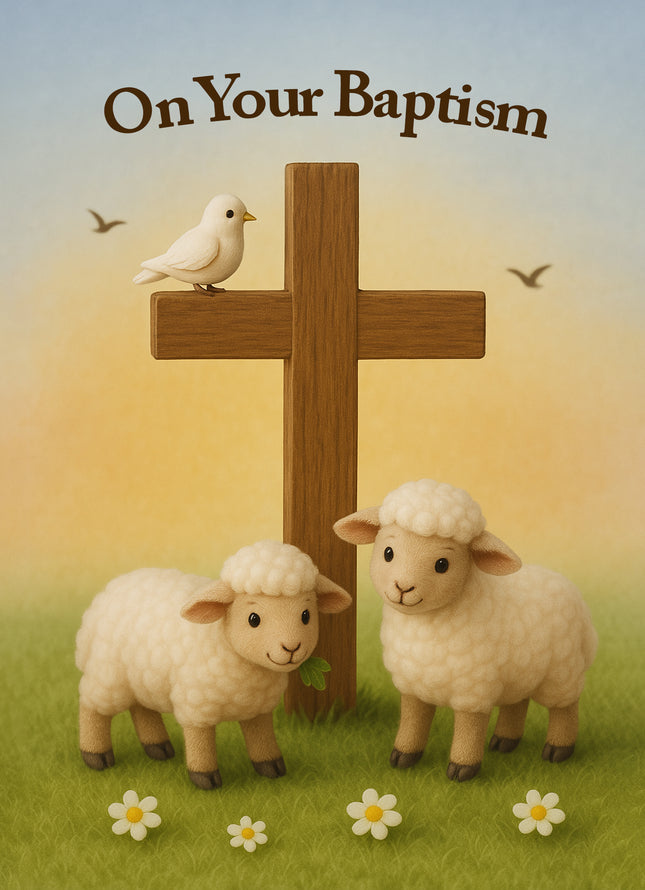 On Your Baptism (Lambs with Cross) - Standard Card