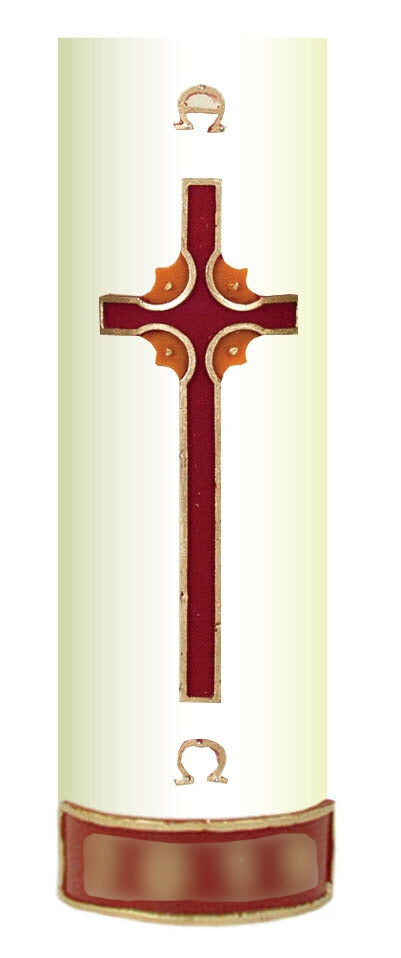 Red, Orange And Gold Cross Wax Relief