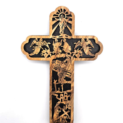 Olive Wood Ascension of Christ Cross