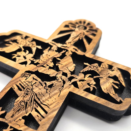 Olive Wood Ascension of Christ Cross