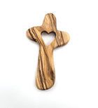 Olive Wood Holding Cross with Heart