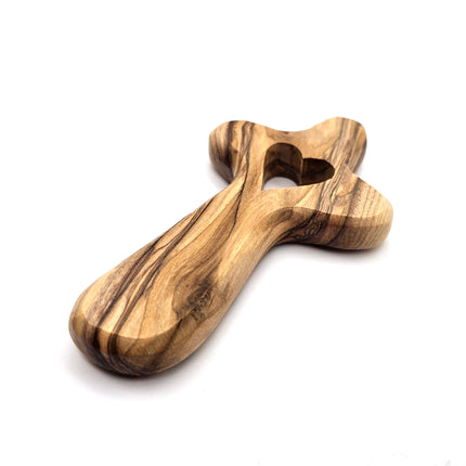 Olive Wood Holding Cross with Heart