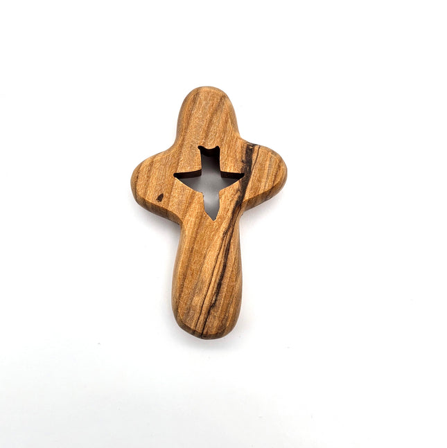 Olive Wood Holding Cross with Dove
