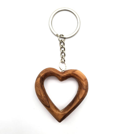 Olive Wood Heart Keyring