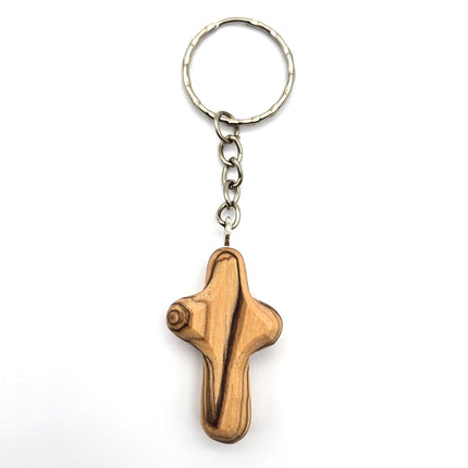 Olive Wood Cross Keyring