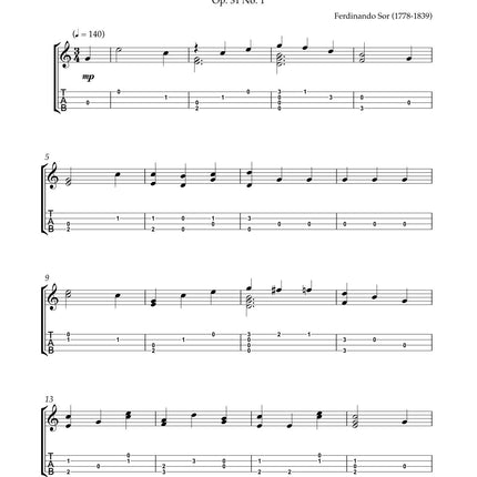 Classical Uke Baritone sample page: Andante, Op. 31 No. 1 by Fernando Sor, arranged by Paul Mansell