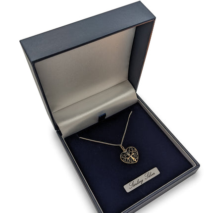 Filigree Heart & Cross Pendant