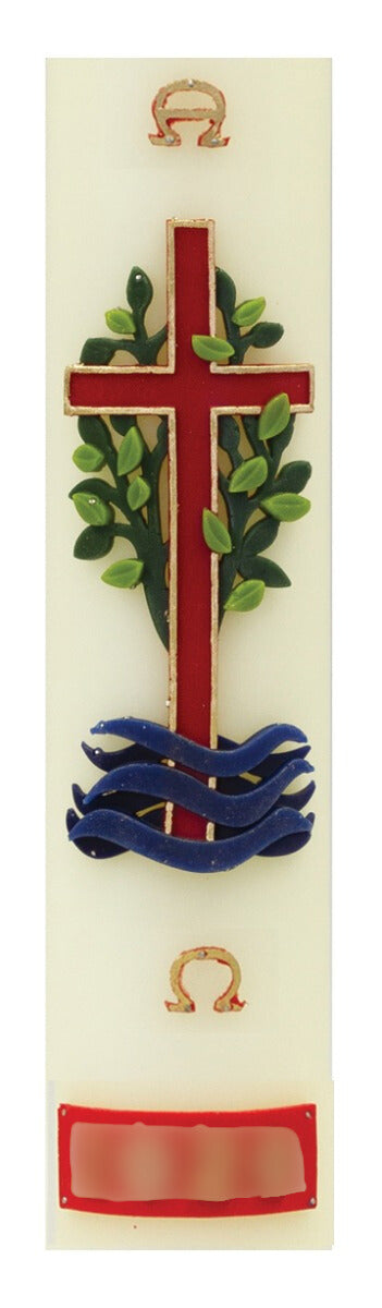 Wax Relief -Tree Of Life - Red And Gold Cross