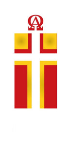 Candle Sticker- Red And Gold Block Cross (Without Year)