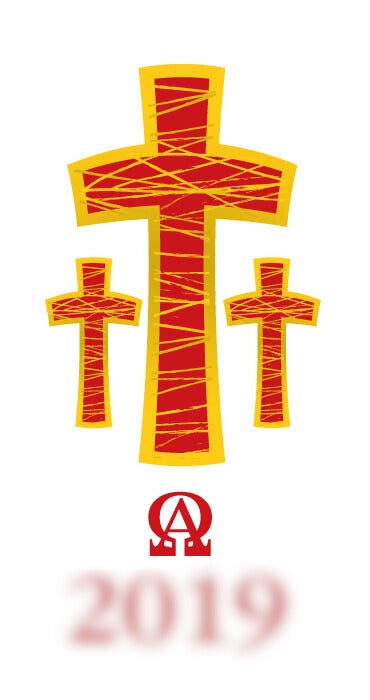 Candle Transfer -Three Red And Gold Crosses