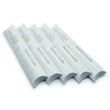 9" Watercolour Baptismal Candle - Cross & Rainbow Over Water