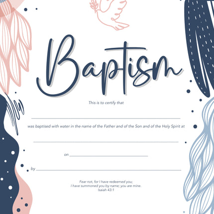 Baptism Certificate - Dove - Adult