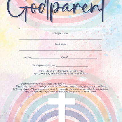 Godparent Certificate - Cross with Rainbow