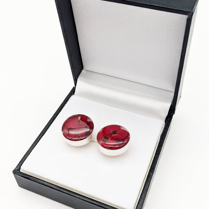 Remembrance Silver Poppy Round Cufflinks