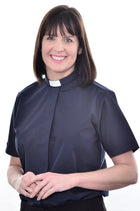 Woman's Clerical Short Sleeve Shirt - 1in Slip In Collar
