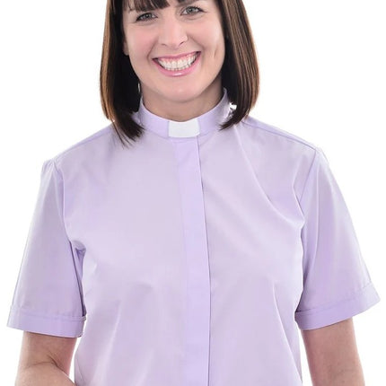 Woman's Clerical Short Sleeve Shirt - 1in Slip In Collar