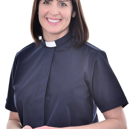 Woman's Clerical Short Sleeve Shirt - 1in Slip In Collar