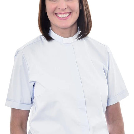 Woman's Clerical Short Sleeve Shirt - 1in Slip In Collar