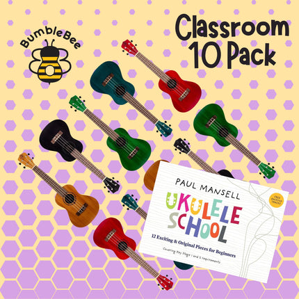 Bumblebee Wooden Concert Complete Classroom Ukulele 10 Pack