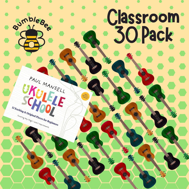 Bumblebee Wooden Concert Complete Classroom Ukulele 30 Pack