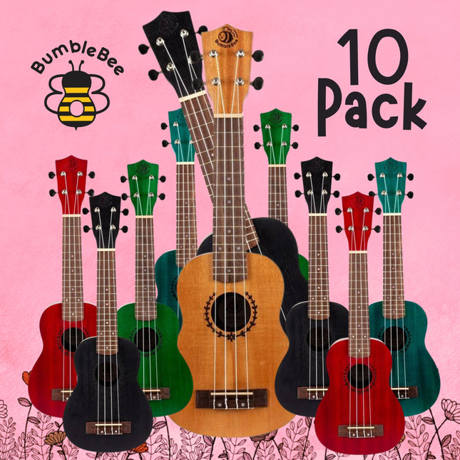 Bumblebee Wooden Soprano Ukulele - 10 Pack