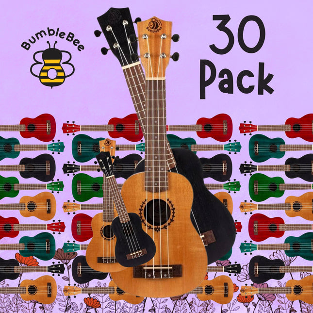 Bumblebee Wooden Soprano Ukulele - 30 Pack