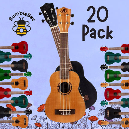 Bumblebee Wooden Soprano Ukulele - 20 Pack