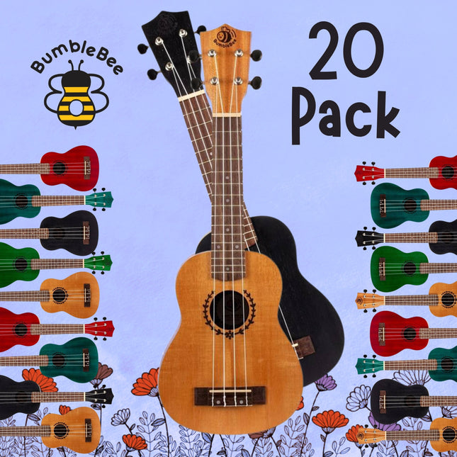 Bumblebee Wooden Soprano Ukulele - 20 Pack