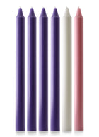 Purple, pink and white Advent candle set, 15in x 1 1/8in - 4 purple, 1 pink, 1 white