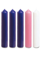 Purple, pink and white Advent candle set, 18in x 2in - 3 purple, 1 pink, 1 white